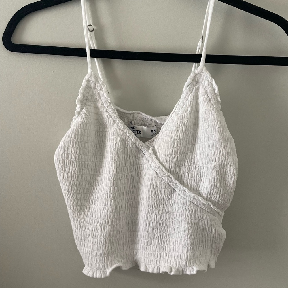 Women’s Hollister White Crop Wrap Top Mock Neck Cotton